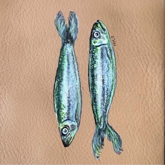 Hand Painted Sardine Madewell Tan Pouch - Picture 2 of 9